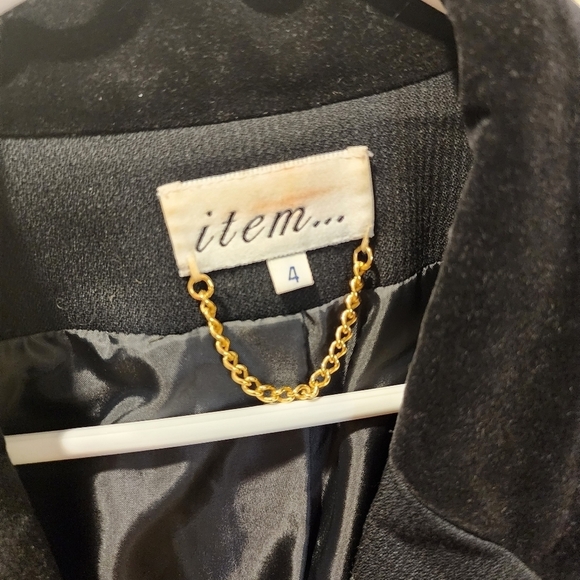 Item...  women's black long 100% worsted wool glamorous blazer jacket size 2 - Picture 3 of 14